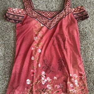 Chic Floral Red Blouse